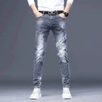 High End Stylish Classic Distinctive Printed Black Stretch Denim Jeans for Men High Quality Slim Fit Stretch Luxury Denim Pants - Matrix Studios