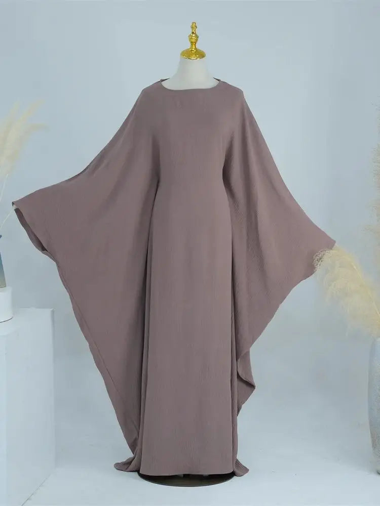 Ramadan Eid Soft Crepe Khimar Batwing Abaya Dubai Islam Muslim Modest African Dresses For Women Kaftan Kebaya Robe Femme Musulma - Matrix-studios.com