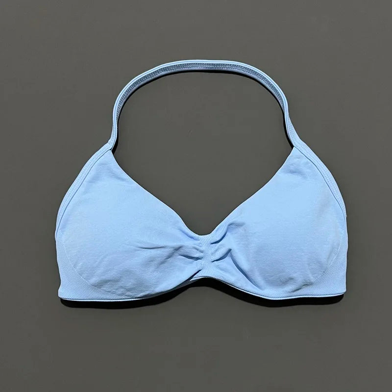 HISTELLO Impact Strappy Bra Women High Support Push up Gym Top Seamless Padded Sports Bra Scrunch Halter Workout Yoga Underwear - Matrix Studios