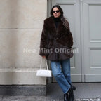 Neo Mint 2025 Winter Hot Brown Belted Faux Fur Coat Women Thick Warm Long Fox Fur Jacket Chic Brand Fashion Girls Furry Overcoat - Matrix Studios