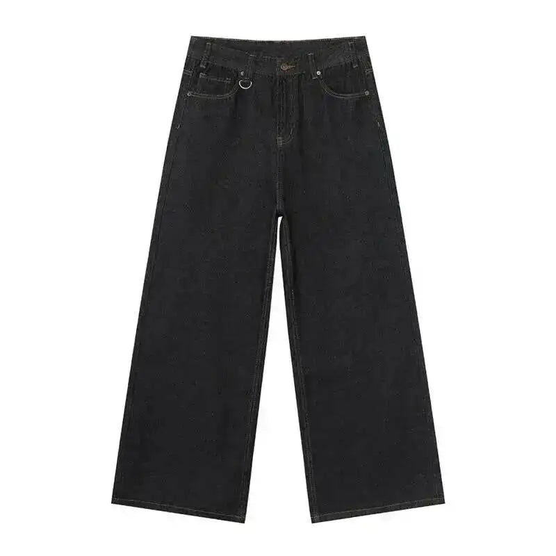 IEFB Men's Straight Denim Pants New Cleanfit Solid Color Korean Version Wide Leg Versatile Casual Jeans Trend New Autumn  9C1519 - Matrix Studios