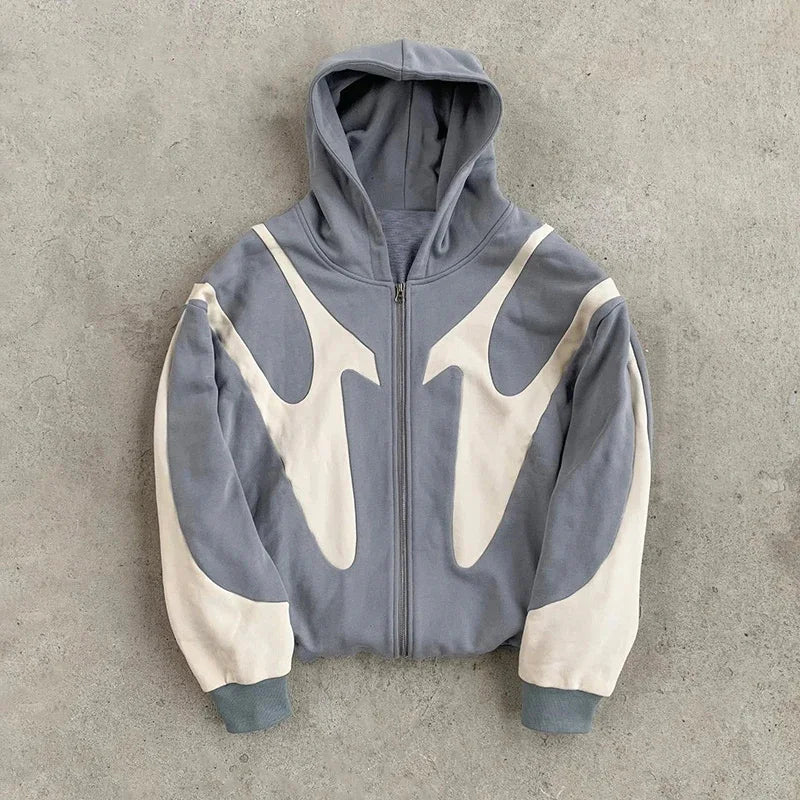 American Retro Letter Printed Devil Pattern Hoodie Y2k Harajuku Casual Couple Zipper Hoodies Sweatshirt Fashion Men's Clothing - Matrix Studios