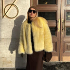 Neo Mint Cool Street Girls Winter Fashion Fluffy Fox Fur Jacket Women Casual Round Neck Faux Fur Coat Chic Thick Warm Outerwear - Matrix Studios