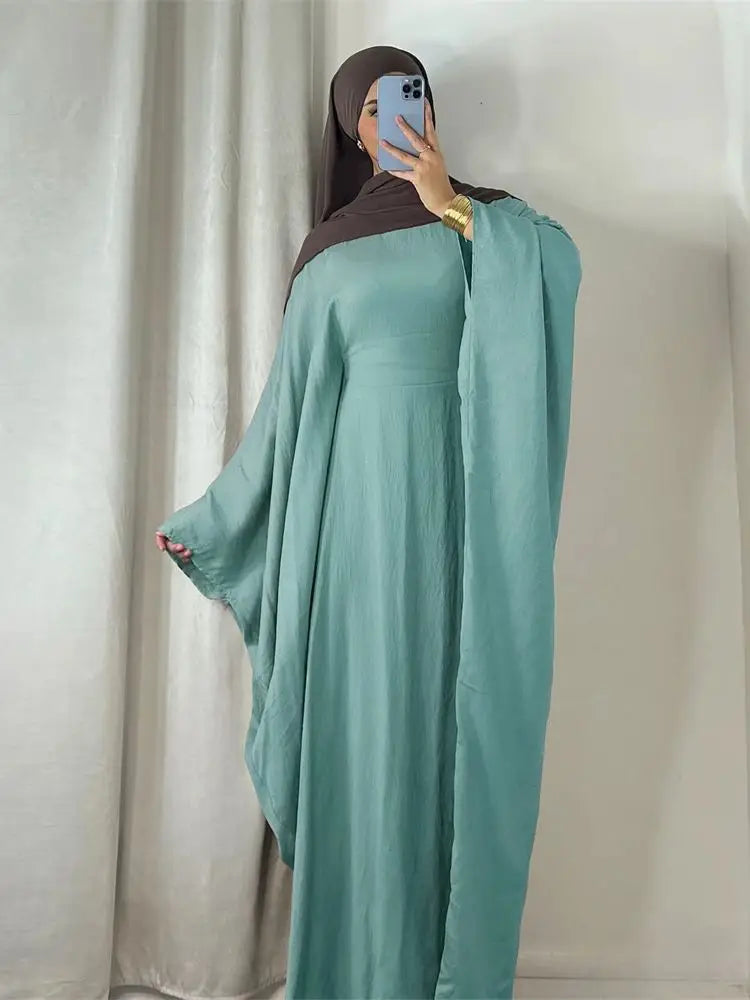Ramadan Eid Soft Crepe Khimar Batwing Abaya Dubai Islam Muslim Modest African Dresses For Women Kaftan Kebaya Robe Femme Musulma - Matrix-studios.com