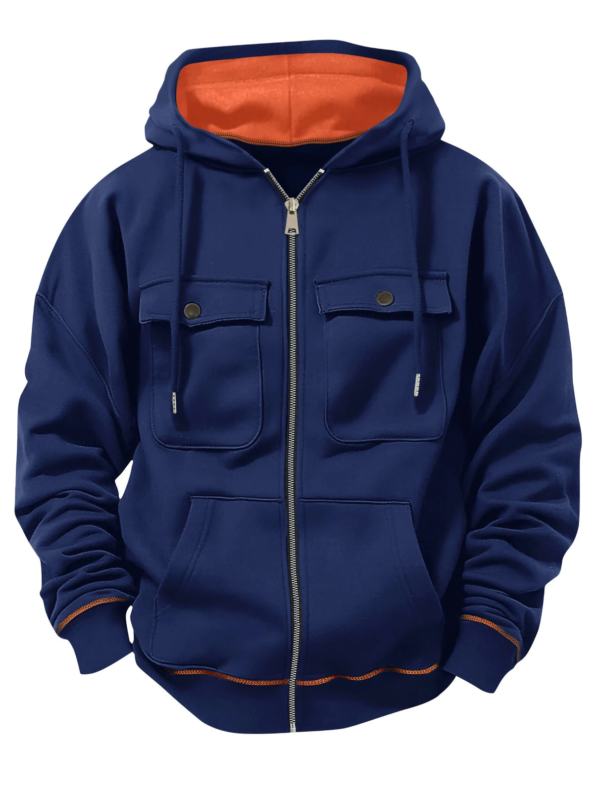 Spring Autumn New Men's Multi Pocket Hoodie with Velvet Casual Zipper Hoodie Fashion Sports Street Top Jacket for Men - Matrix Studios