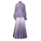 Autumn Fashion 2025 Long Sleeve V-neck Polyester Party Evening 2 Pieces Top Long Skirts Matching Sets African Clothes for Women - Matrix-studios.com