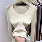 Zjaiss Solid Color O-neck Knitted Pullovers 2026 Women's Autumn Winter New Slim Fit Sweater Soft Warm Simple Base Layer Top - Matrix Studios