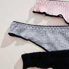 3Pcs Women's Thong Low-rise Panties Solid Color Cotton Lingerie Sexy Thongs Fashion Casual Underwear Comfort Fit Women's Tangas - Matrix Studios