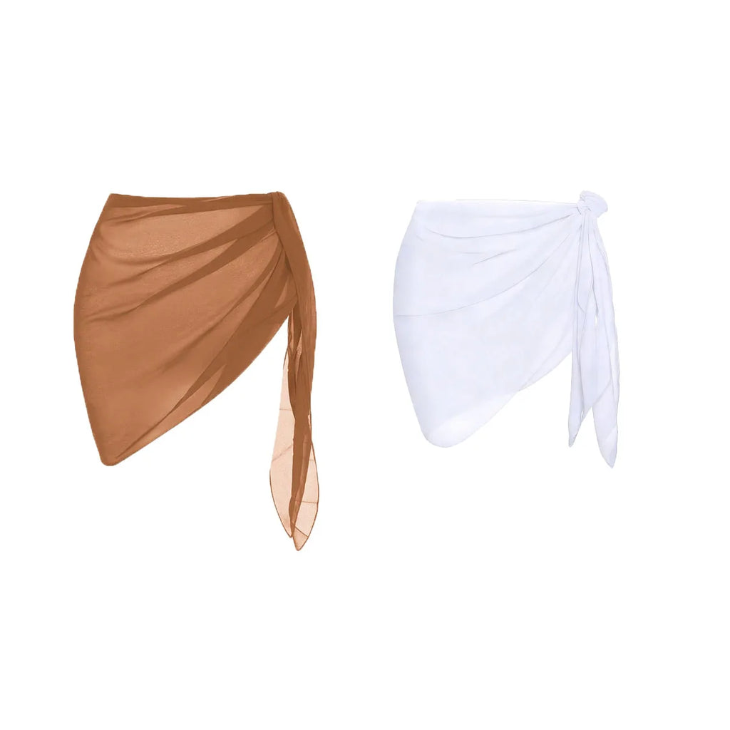 Women Summer Short Sarongs Swimsuit Coverups Beach Bikini Wrap Sheer Short Skirt Chiffon Scarf Cover Ups for Swimwear - Matrix Studios
