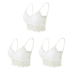 3PCS Women's Lace Bras Top Comfortable Bralette Solid Color Sexy Underwear Vest Female Hollow Out Wireless Lingerie Seamless Bra - Matrix Studios