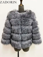 ZADORIN S-6XL Mink Coat Winter Black White Faux Fur Coat Woman Elegant Fluffy Faux Fur Jacket Top Short Fur Coats Woman Clothing - Matrix Studios