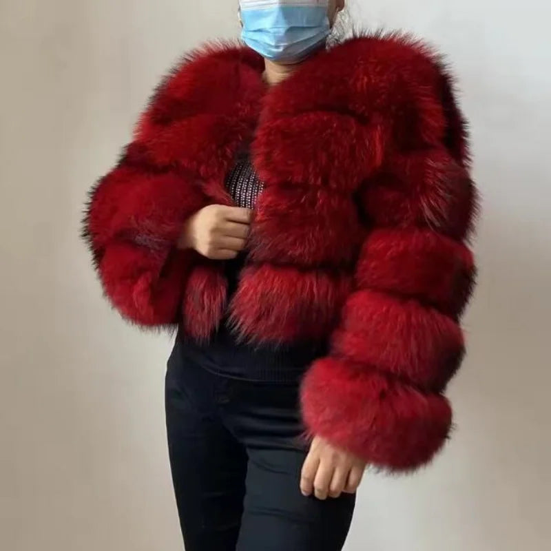 Faux Fur Coat Women's Jacket Winter Fashion Warm Thick Fox Raccoon Leather Brown Plus Size Especially Fake Fur Cold Coat - Matrix Studios