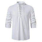 New Men's Casual Blouse Cotton Linen Shirt Tops Long Sleeve Tee Shirt Spring Autumn Slanted Placket Vintage Yoga Shirts - Matrix Studios