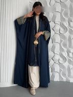 Muslim Women Abayas +Hajib 2pcs Islamic Kaftans Casual Maxi Dresses Arabian Jilbabs Middle Eastern Full Sleeve Open Front Abaya - Matrix-studios.com
