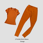 Quick-Drying Gym Leggings Set Sport Suit Short Sleeve Breathable Stretchy Slim Fitness Active Top Tight Gym Set - Matrix-studios.com