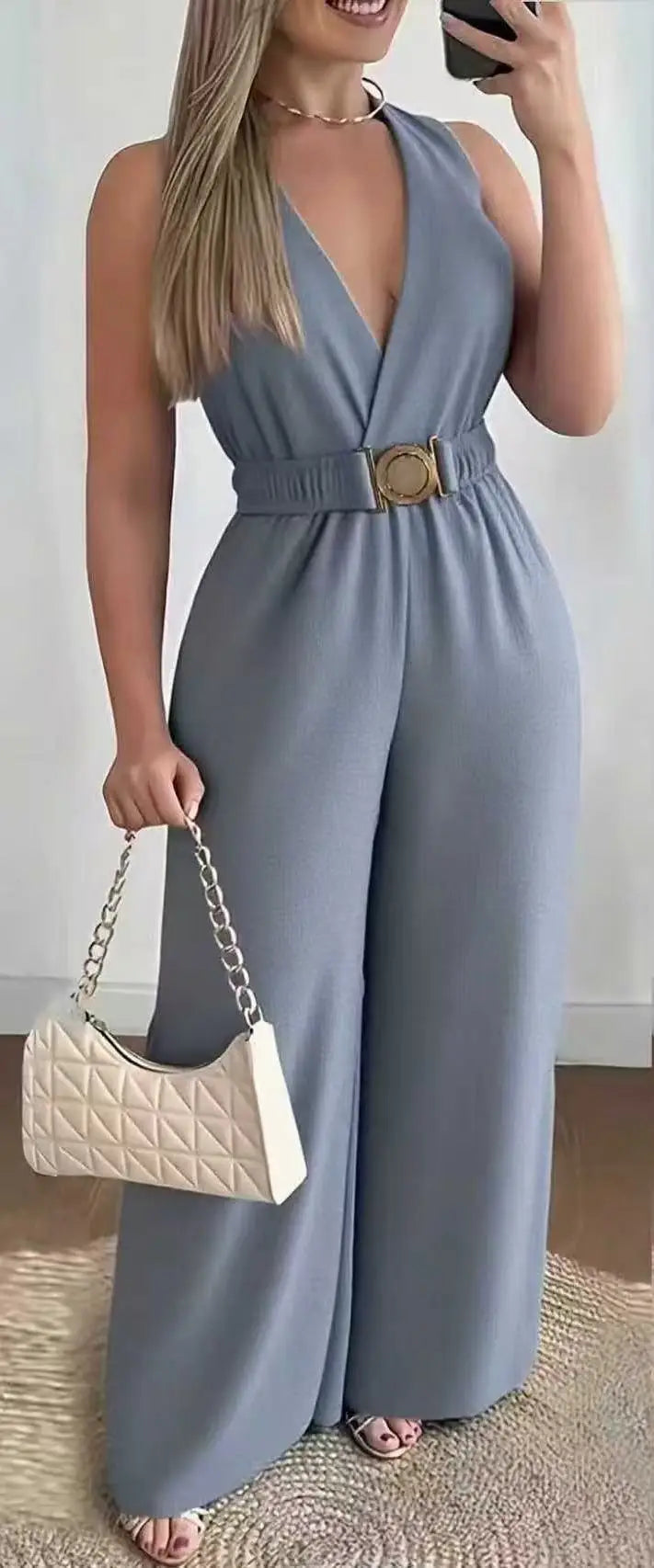 Jumpsuits women 2026 rompers Spring/Summer Deep V-neck sleeveless sexy jumpsuit wide-leg slim fashion jumpsuits women's clothing - Matrix Studios