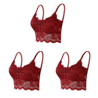 3PCS Women's Lace Bras Top Comfortable Bralette Solid Color Sexy Underwear Vest Female Hollow Out Wireless Lingerie Seamless Bra - Matrix Studios