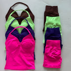 No Logo 2Pcs Gym Set Women Backless Tank Tops High Waist Scrunch Seamless Shorts Gym Suit Fitness Clothes Activewear Workout Set - Matrix-studios.com