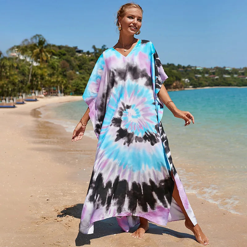 Plus Size Swimsuit Kaftans Beach Cover Ups Colorful Outfits Dress Bathing Suit for Women Vacation Outfits - Matrix Studios