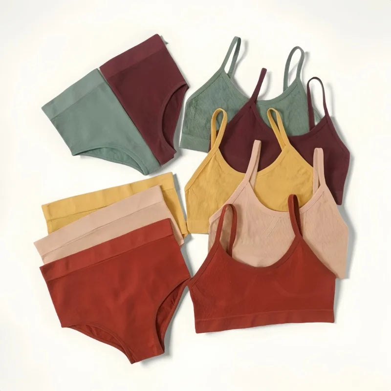 Women Seamless Bra And Panties Set U-Back Bralette Top Comfort Breathable Briefs Ribbed Sexy Lingerie Sports Underwear Set - Matrix-studios.com