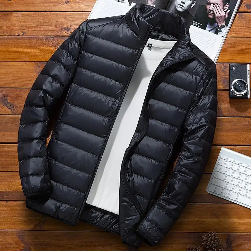 Men Parkas Down Cost Stand Collar Zipper Parka Outerwear Loose Cardigan Solid Pockets Spliced Winter Casual Long Sleeve - Matrix Studios