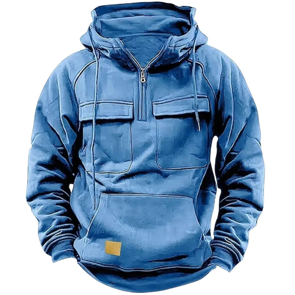 Men's Casual Sports Hooded Sweatshirt New Style Outdoor Thick Fashionable Loose Long-Sleeved Pullover with Multiple Pockets - Matrix Studios