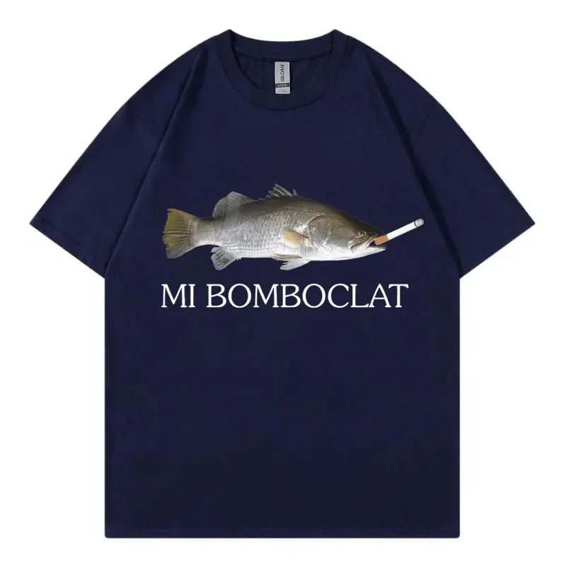 Funny Bomboclat Fish Meme T-shirt High Street Fashion Trend Y2k Short Sleeve T-shirts Women Harajuku Vintage Style T Shirts - Matrix-studios.com
