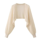 Open Front Pointelle Knitted Cardigan Women Bolero Crop Top Spring Summer Lightweight Blouse Cover Up Openwork Shawl Outfit - Matrix Studios