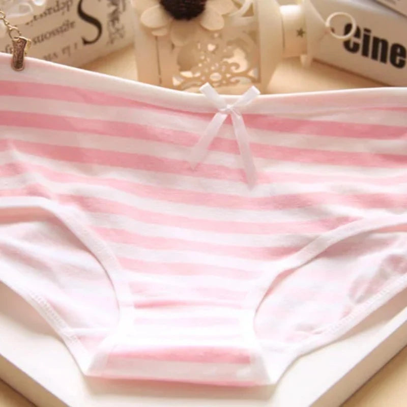 Japanese Anime Blue White Striped Panties Underwear Lolita Pink Briefs Lingerie Cute Soft Breathable Underpants Female Gifts New - Matrix Studios