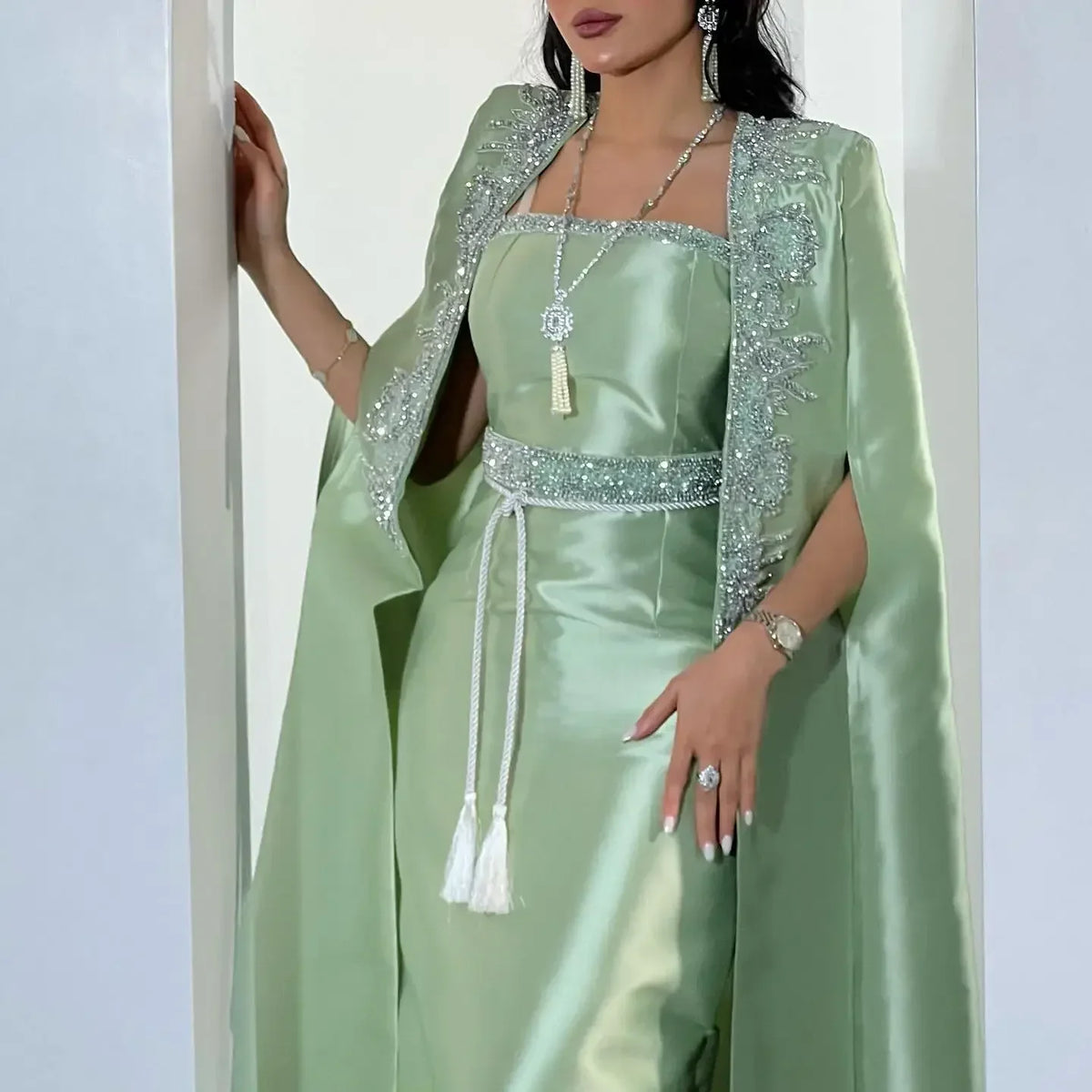 Customized Prom Dress Elegant Green Women's Strapless Sparkling Beaded  Gown Ankle Length Formal Occasion Gowns personalized - Matrix Studios