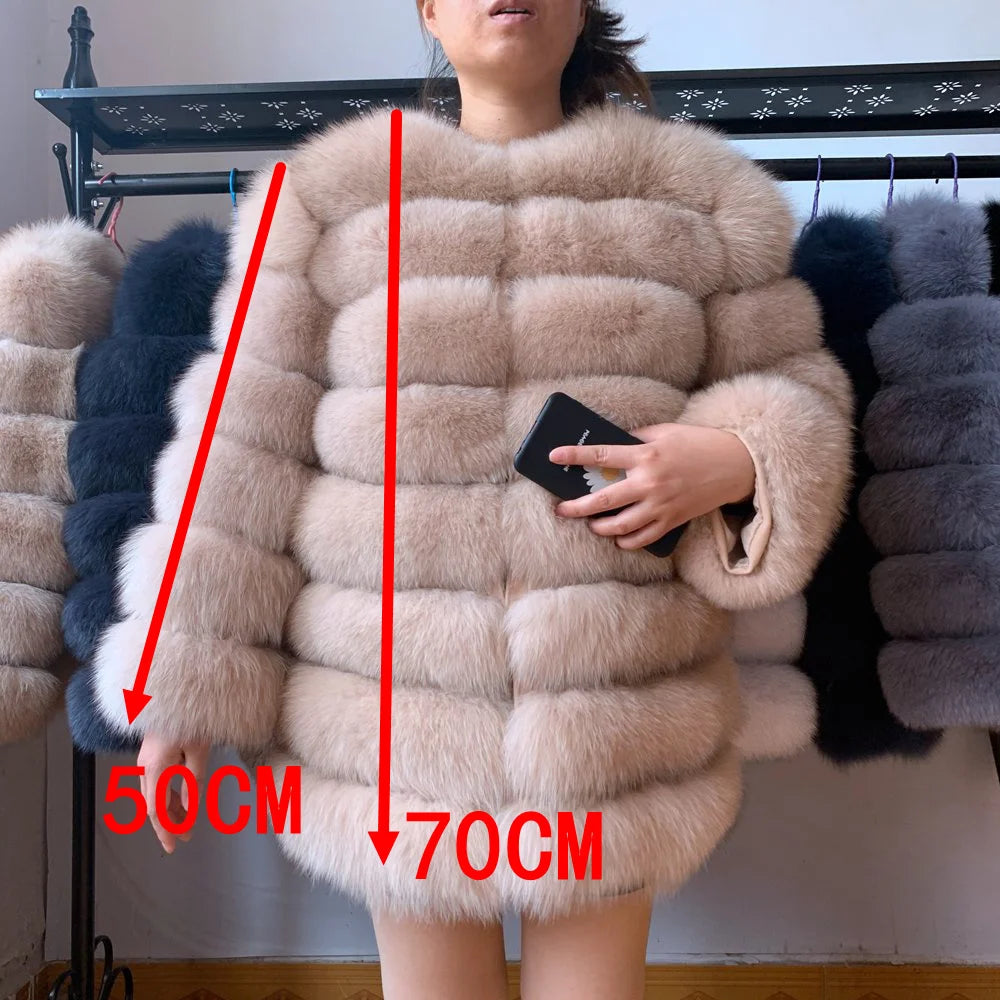70CM 4in1 New Fast Shipping New Fashion Women Fashion Real Natural Fox Fur Long Coat Jacket for Winter Warm Over Coat - Matrix Studios