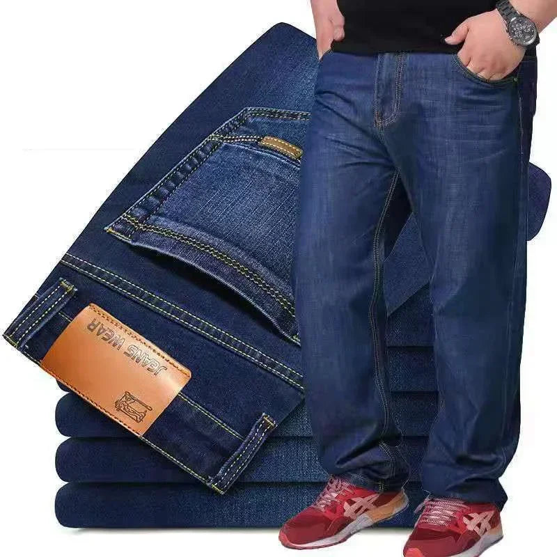 Mens Large Size Black Jeans 10XL Oversize High Waist Loose Trousers Husband Plus Size Loose Denim Trousers Blue Male Denim Pants - Matrix Studios