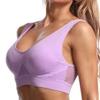 1pcs Women Sports Bra Large Size No Steel Ring Seamless Underwear Removable Chest Pad Runing Sport Hollow Mesh Vest Bras - Matrix Studios