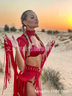 Leosoxs Hand Crochet Knitted Women Bikini Cover Ups Summer Holiday Tassel Beach Bathing Suit Sexy Hollow Out Skirts Matching Set - Matrix Studios