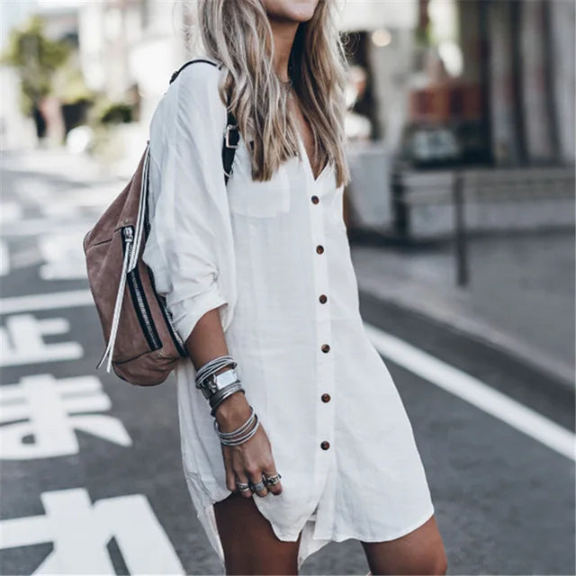 New Cover-ups 2023 Sexy V-neck Summer Beach Dress Tunic Women Casual Beachwear Swimsuit Cover Up Sarong Plage N771 - Matrix Studios