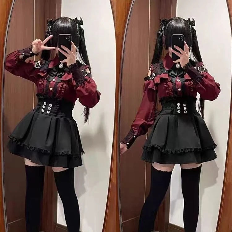 Harajuku Sweet Bow Black Plaid Dresses All-match Slim Fit Kawaii Lolita Dress for Women Autumn New Long Sleeve Vestidos De Mujer - Matrix-studios.com