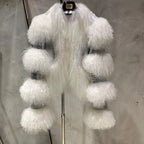 Fur Bomber Ladies New Fashion Jacket Crocdile Sheep Leather With Natural Fur 3573 - Matrix Studios