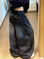 Casual Womens Y2K Loose Baggy Jeans Blue Washed High Street Vintage Cargo Pants Wide Leg Oversized Trousers Y2K Pants - Matrix-studios.com