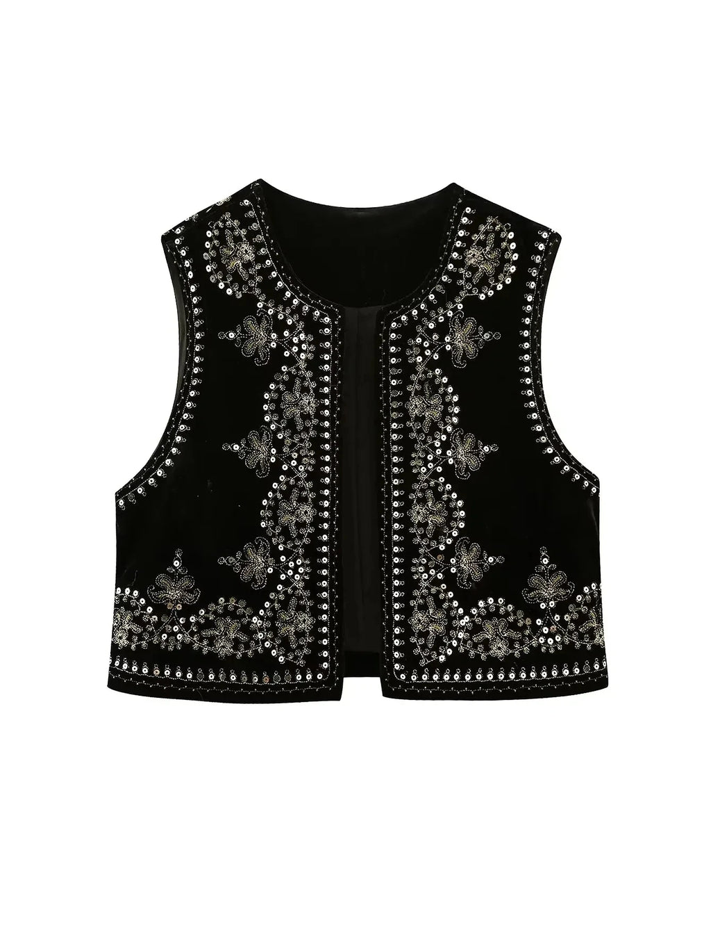 Vintage Autumn Velvet Embroidered Vest Sleeveless Jacket Women V Neck Chic Waistcoats Female Fashion Vests Coat 2023 - Matrix Studios