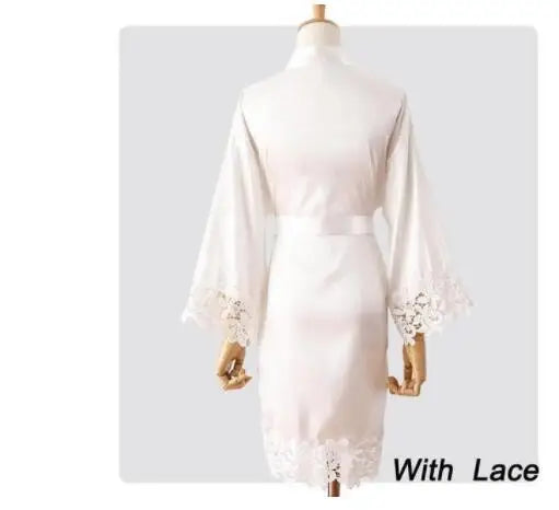 Summer Lace Sleepwear Bride&Bridemaid Wedding Robe Gown Solid Embroidery Kimono Bathrobe Women Casual Home Night Dress M L Xl - Matrix-studios.com