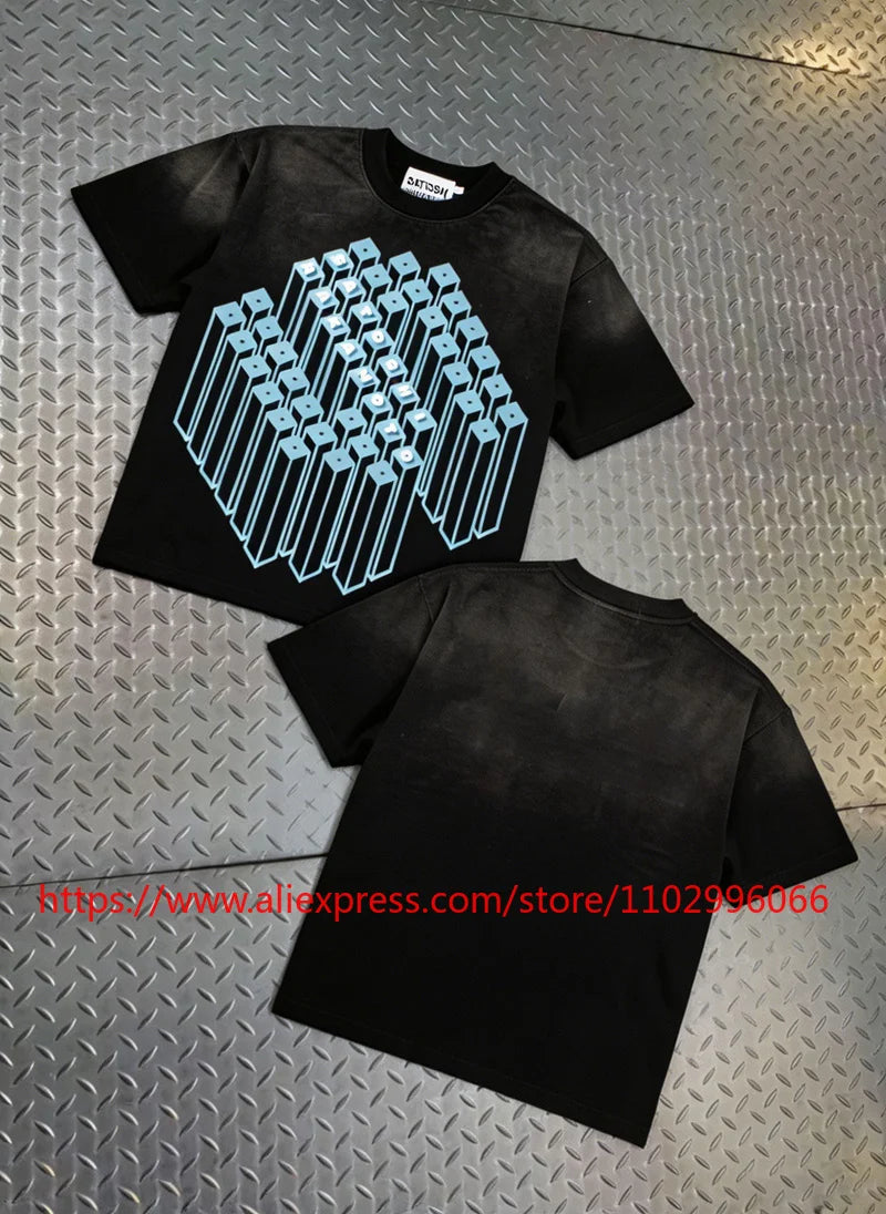 Y2K Gothic Skull Flame Graphic Tee Satoshi Nakamoto Letter Print Oversized Washed Black Men Casual Street T-Shirts - Matrix-studios.com