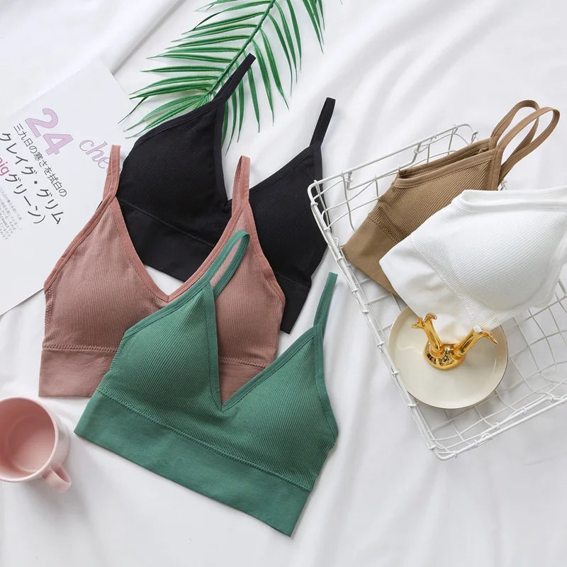 Women's Crop Top Ribbed Tube Top U-Back Comfort Bra Streetwear Camis Sexy Lingerie Seamless Underwear Sports Tank Bralette M-XL - Matrix Studios
