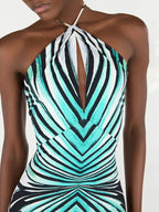 Ahagaga Fashion Printed Women Jumpsuits Halter Bandage Hollow Out Striped Skinny Flare Pants Sexy Streetwear Rompers Female - Matrix Studios