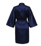 Wedding Party Team Bride Robe With Black Letters Kimono Satin Pajamas Bridesmaid Bathrobe SP003 - Matrix-studios.com