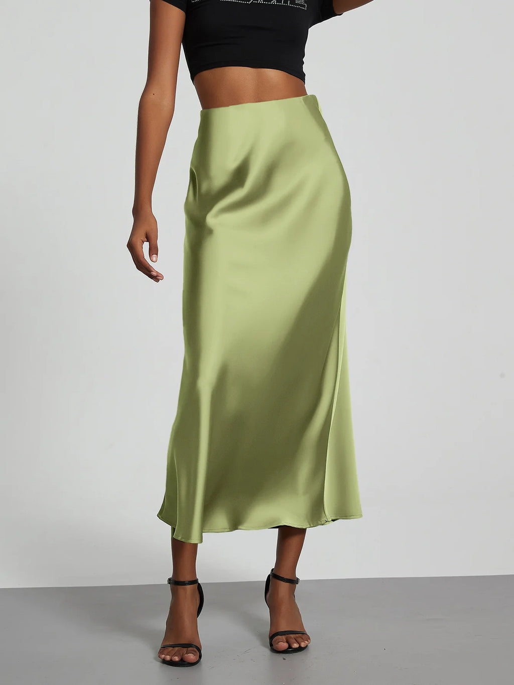 21 Colors New 2026 Women's Elegant High Waist Satin Long Skirts Female Summer Solid Color Faldas - Matrix-studios.com