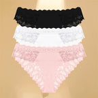 FINETOO 3Pcs Lace Hollow Out Underwear for Women Sexy Low-Waist Floral Briefs Female Invisible Breathable Lingerie Soft Intimate - Matrix Studios