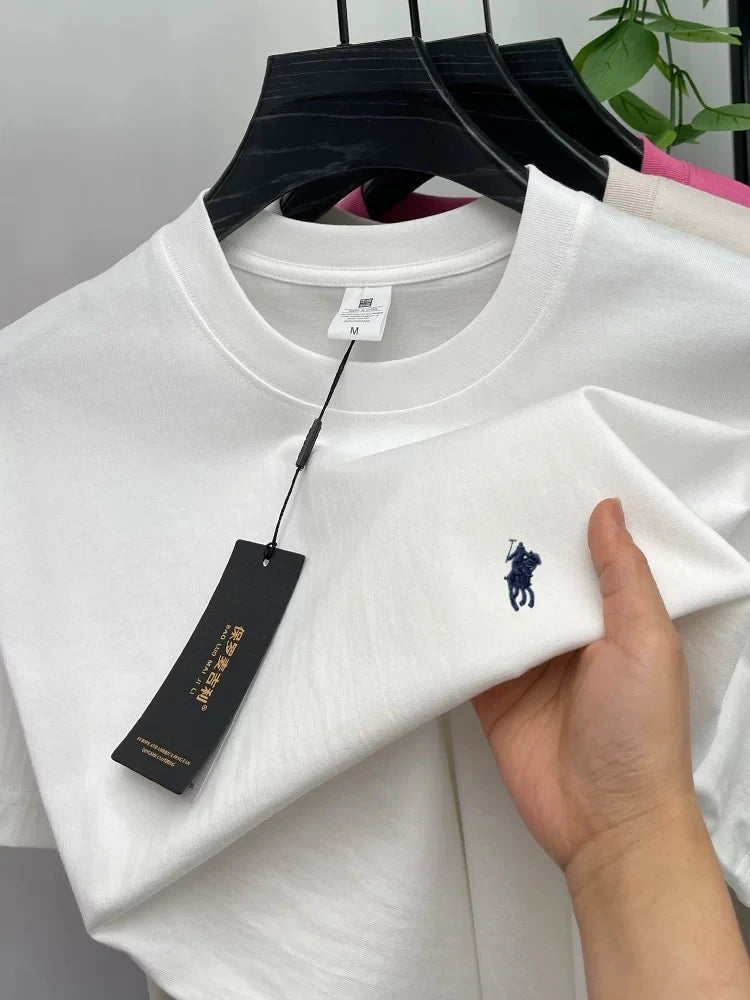 100% pure cotton short sleeve round neck men's T-shirt hot selling luxury brand summer exquisite pony embroidery breathable top - Matrix Studios