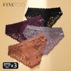 FINETOO 3Pcs Lace Hollow Out Underwear for Women Sexy Low-Waist Floral Briefs Female Invisible Breathable Lingerie Soft Intimate - Matrix Studios
