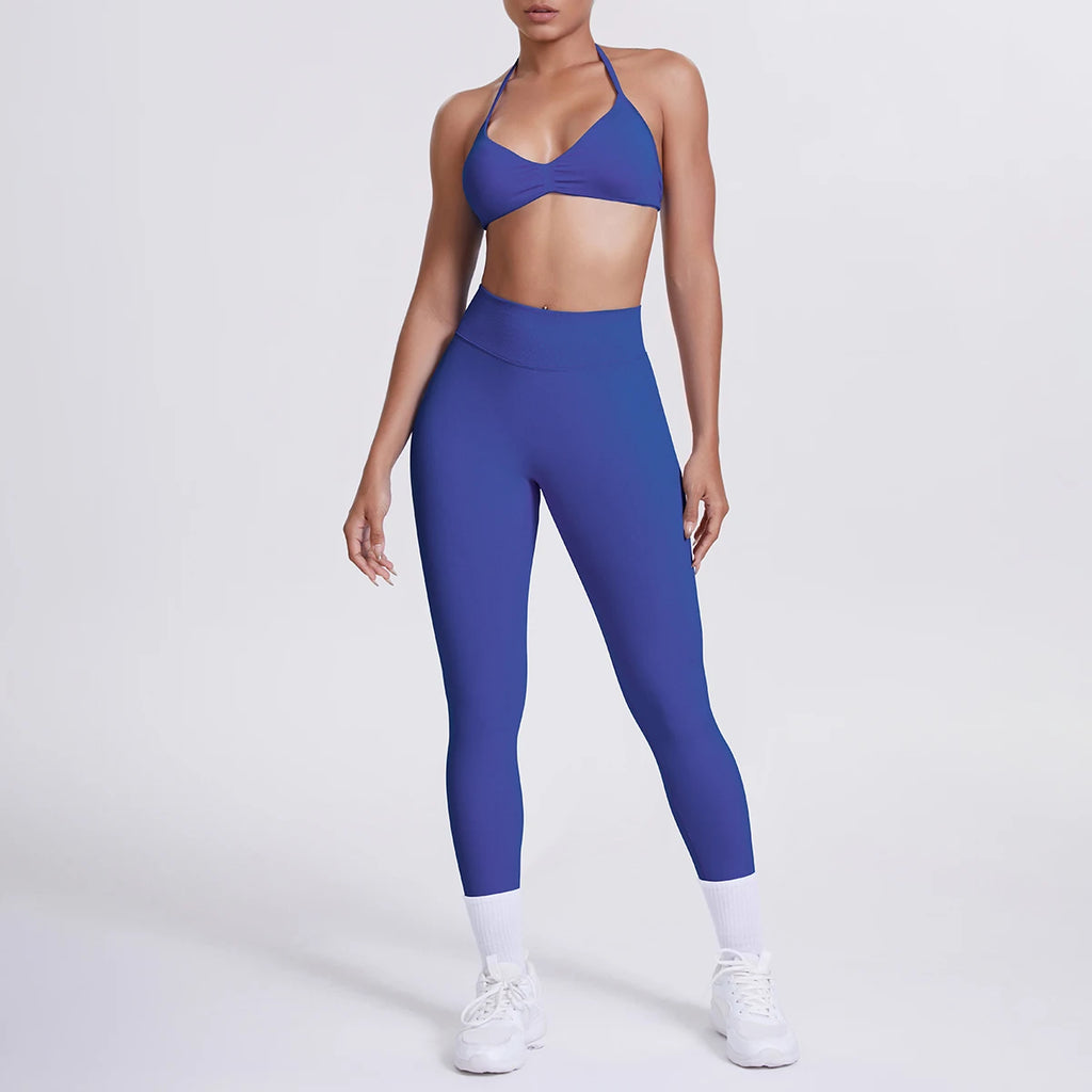 Women 2pcs Patchwork Sport Yoga Suit Training Sleeveless Sport Gym Tops Tummy Control Slimming Booty Leggings Yoga Suit Sports - Matrix-studios.com