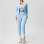 3pcs Sportswear Yoga Set Gym Sports Bra Zipper Jacket Leggings Clothes Sportswear Yoga Suits For Women Fitness Set Tracksuit - Matrix-studios.com